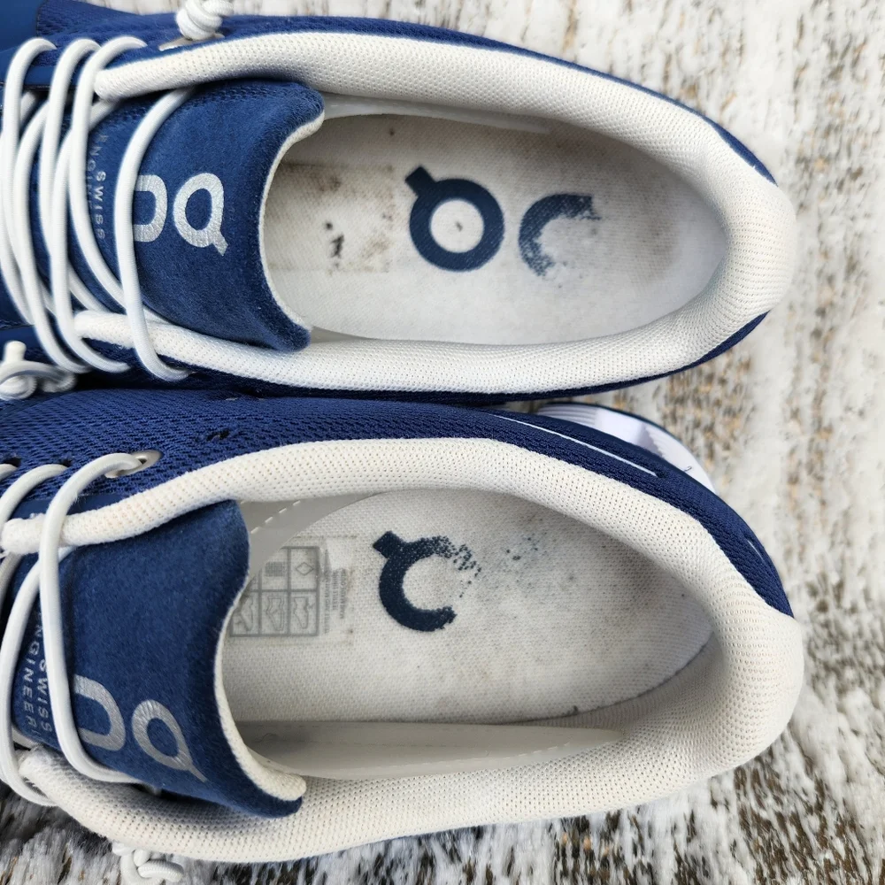 On Running "Cloud 5" Athletic Shoe Sneaker Navy Blue White | Women's Size 9 - Picture 7 of 11